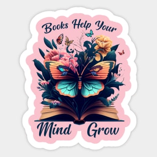 Reading Teacher Books Help Your Mind Grow Book Lover Retro Sticker